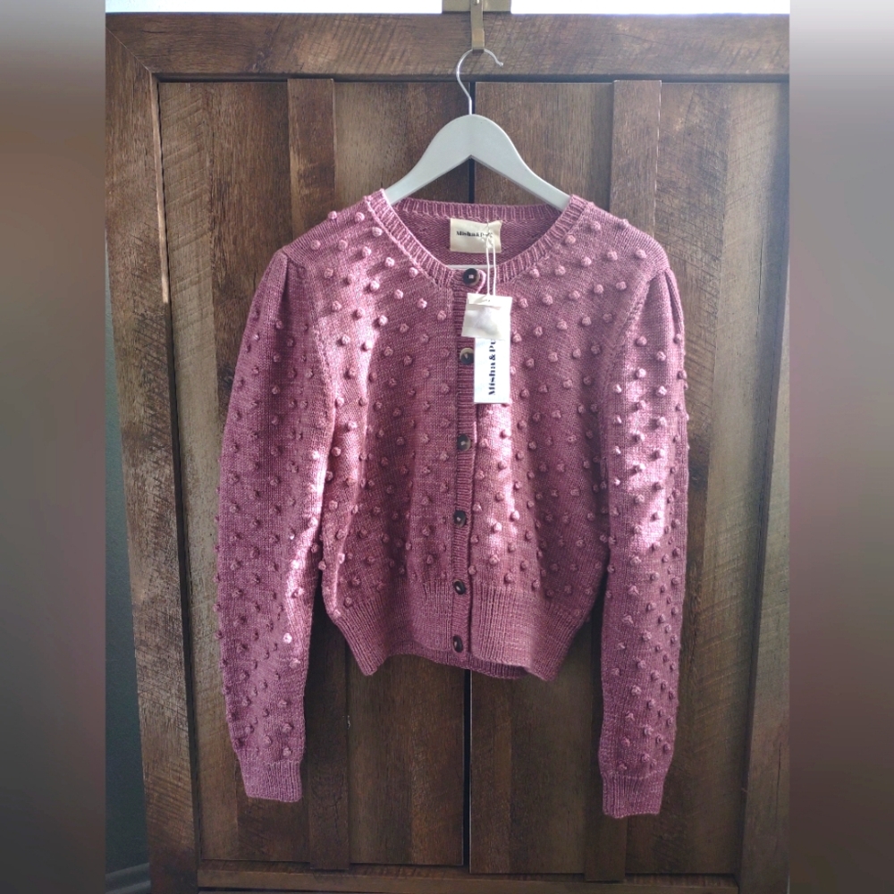 Misha And Puff Pink Textured Cardigan